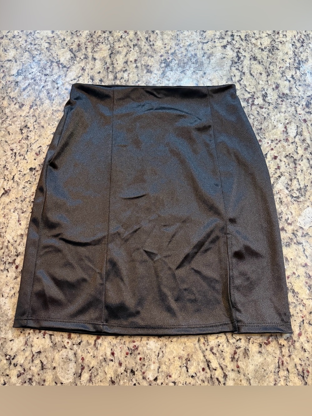 Windsor Black Satin Mini Skirt with Slit